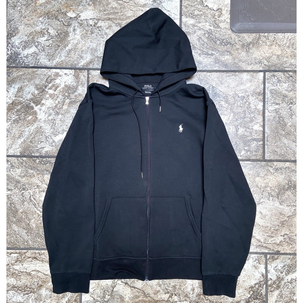 Polo Ralph Lauren Full Zip Hoodie Jacket Size XL Black Cotton Blend